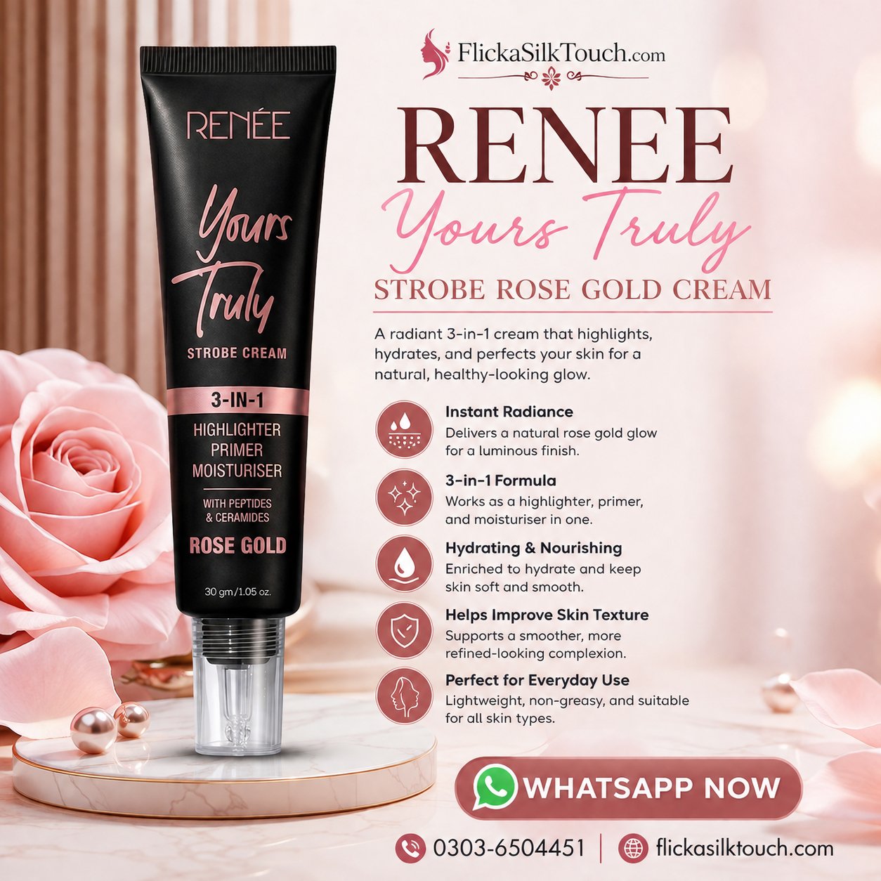 Renee Yours Truly Strobe Rose Gold Cream in Pakistan